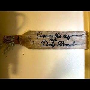 Hand carved wood bread board decor